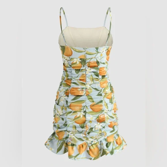 Cider Orange and Green Floral Mini Dress - Picture 2 of 9